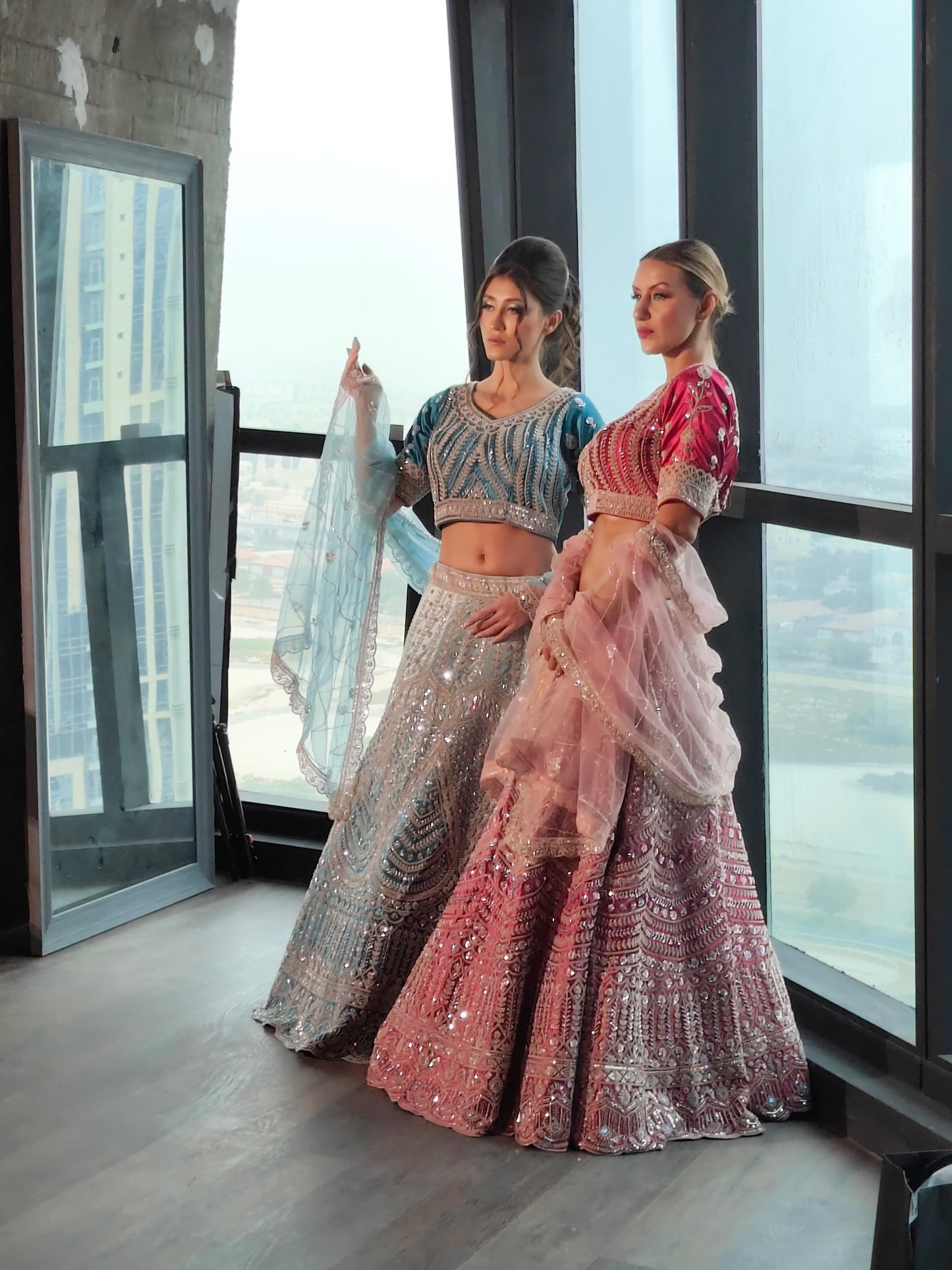 Sequin Embellished Dual Tone Lehenga Set