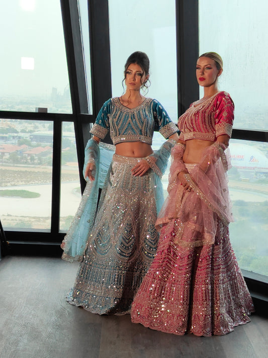 Sequin Embellished Dual Tone Lehenga Set