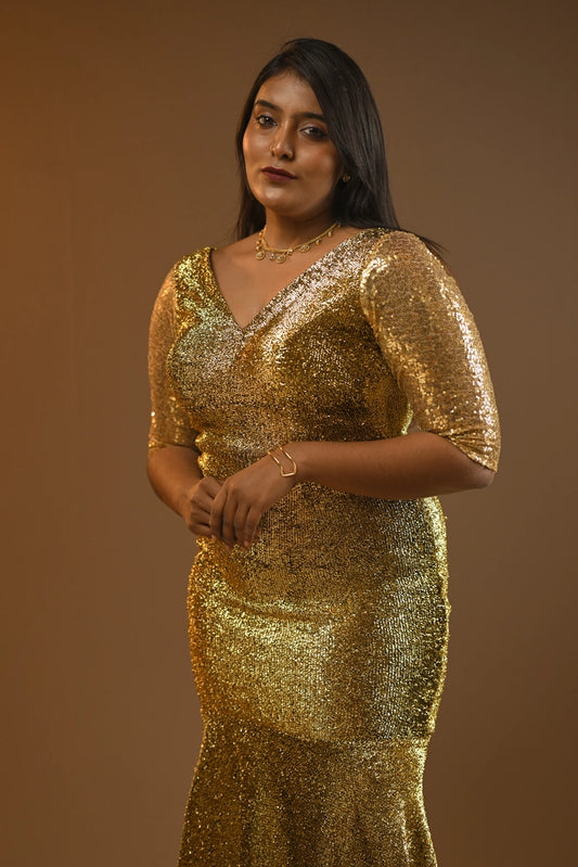 Regal Gold Sequin Mermaid Gown