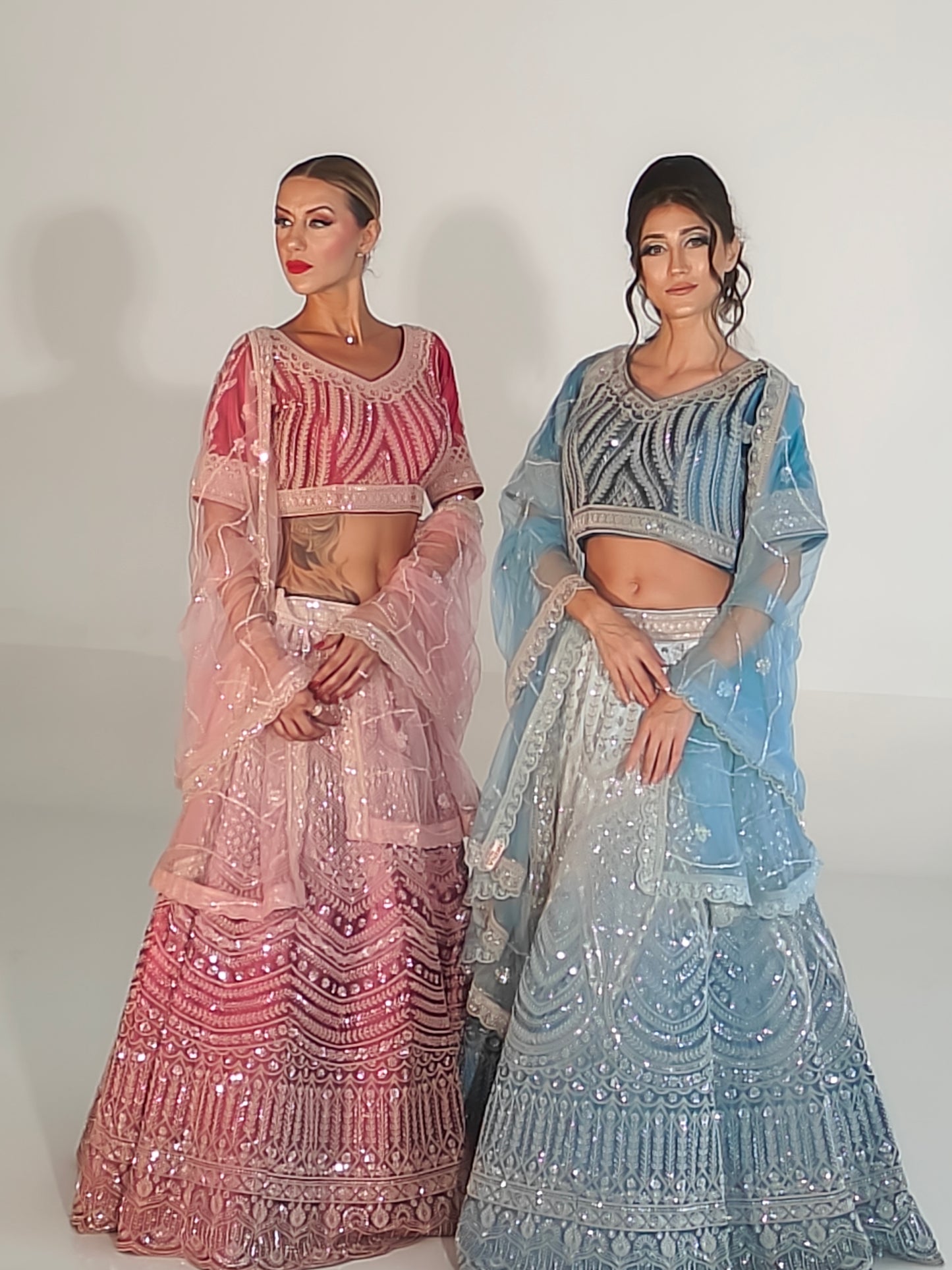 Sequin Embellished Dual Tone Lehenga Set