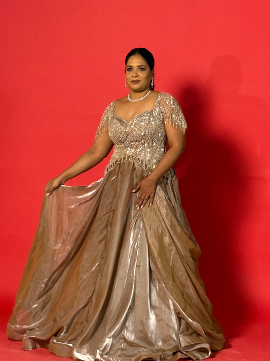 Golden Embellished Evening Gown