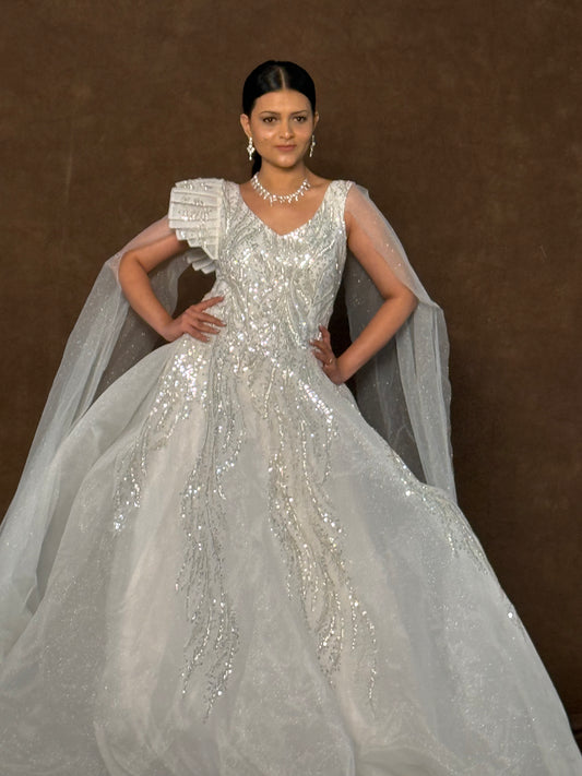 Silver Sequin Bridal Gown
