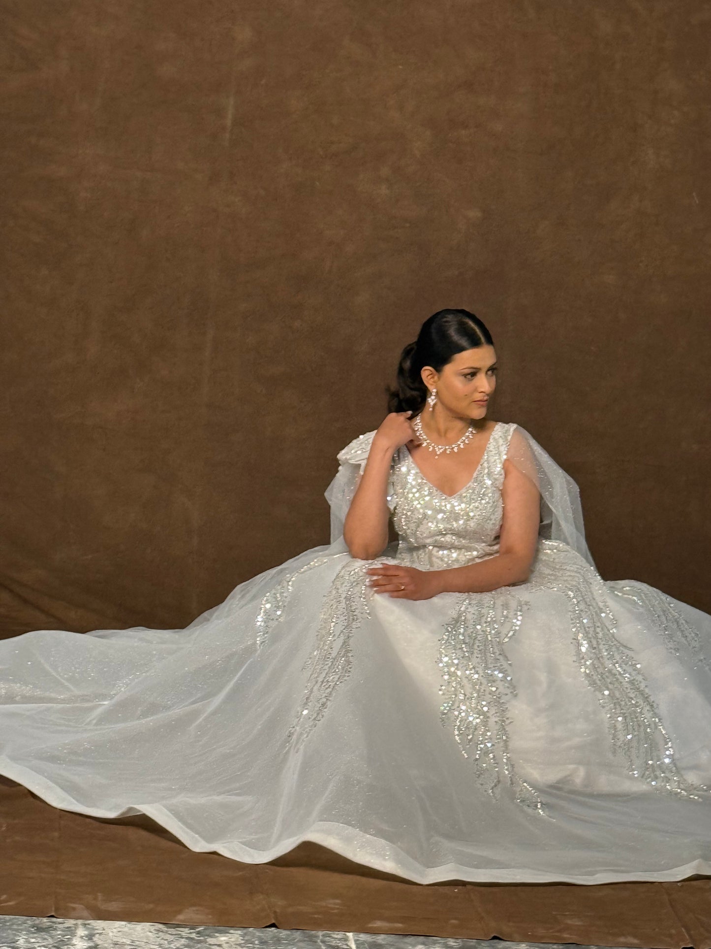 Silver Sequin Bridal Gown