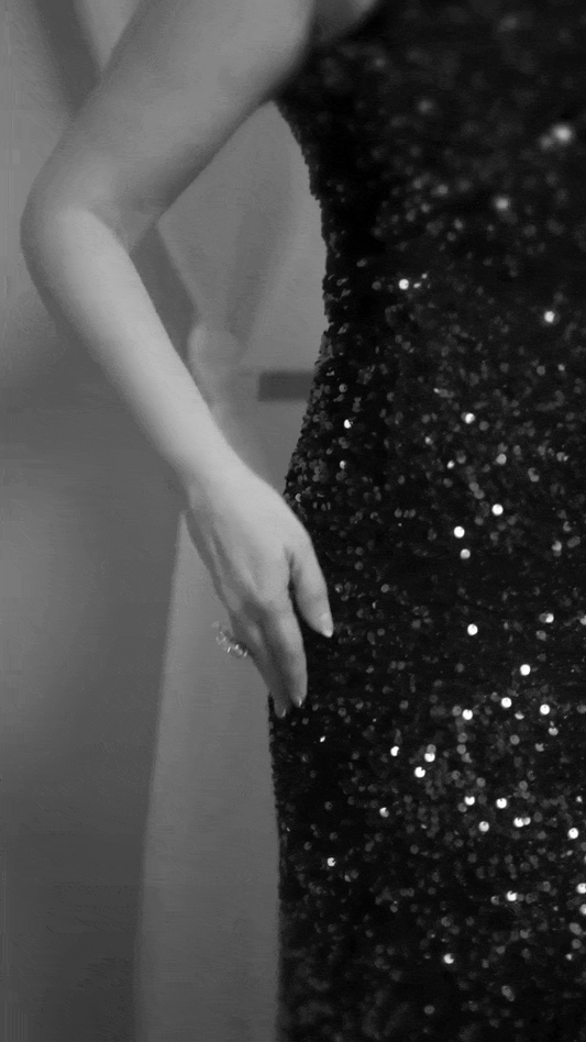 Sapphire Sequin One-Shoulder Evening Gown