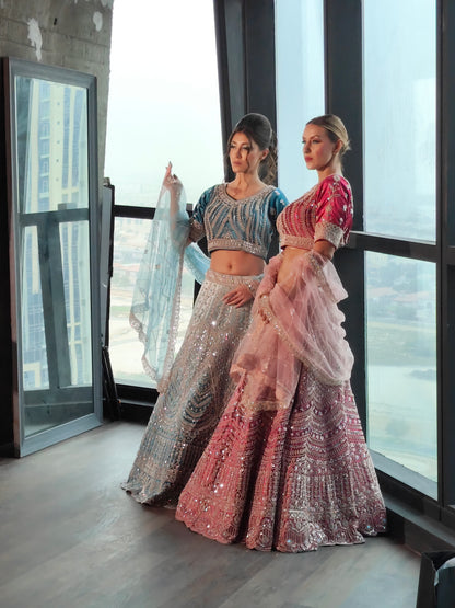 Sequin Embellished Dual Tone Lehenga Set