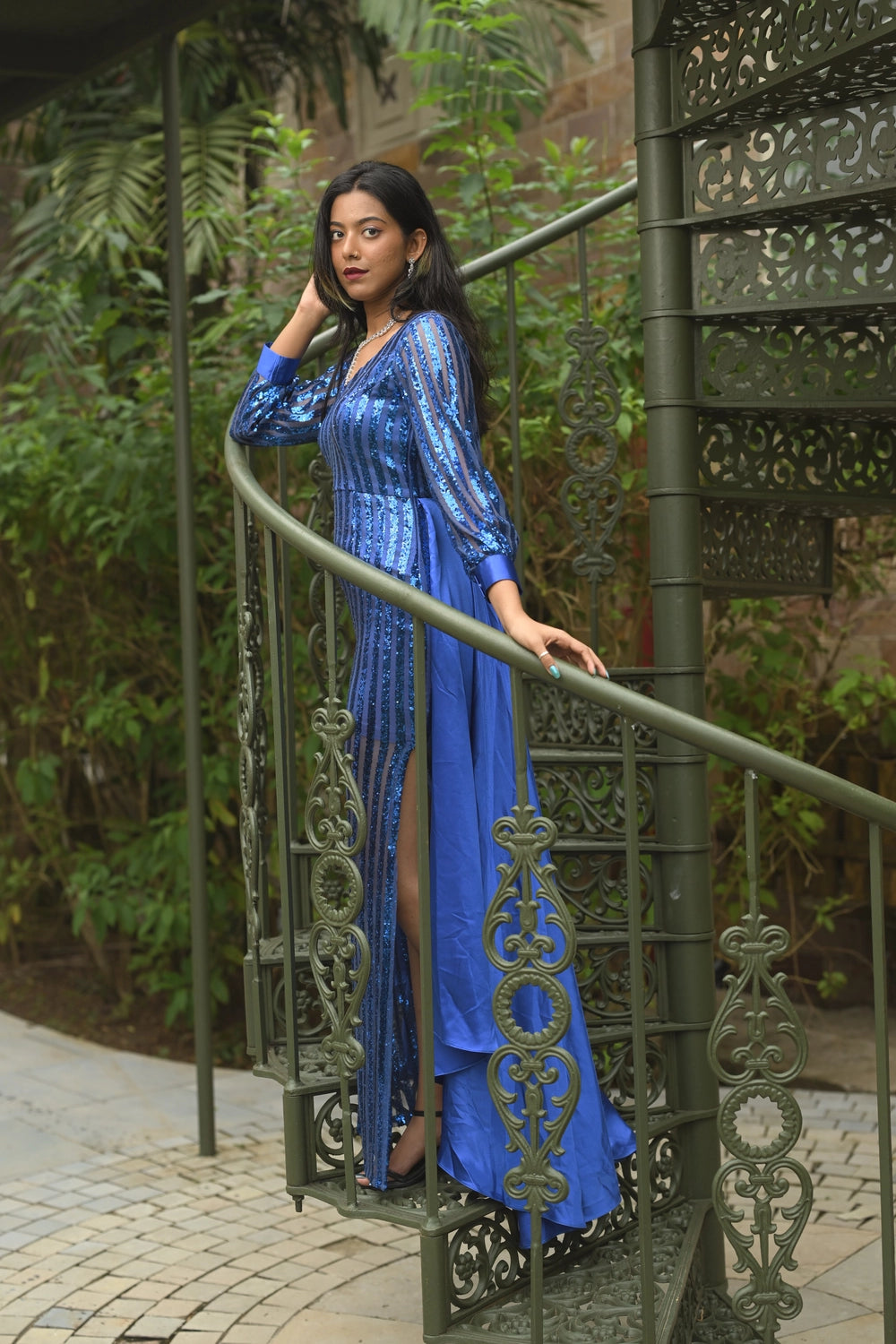 Royal Blue Sequin Off-Shoulder Sweetheart Gown