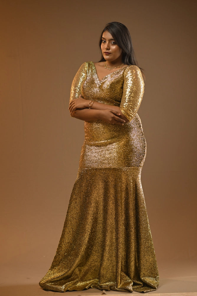 Regal Gold Sequin Mermaid Gown