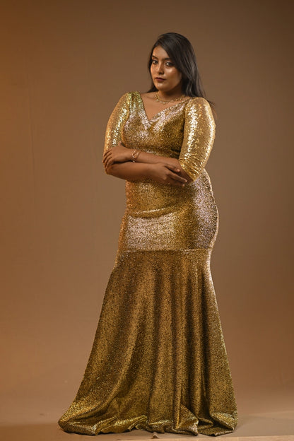 Regal Gold Sequin Mermaid Gown