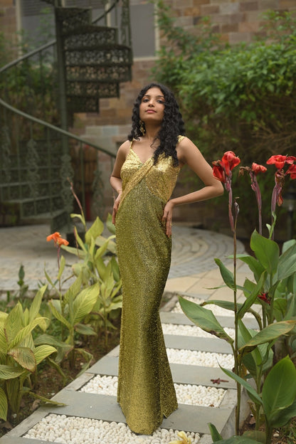 Glamorous Gold Sequin Slip Gown