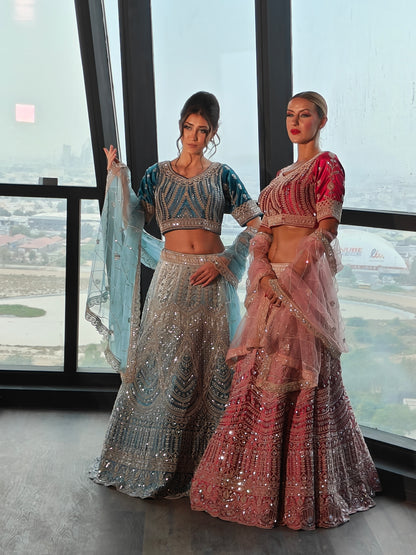 Sequin Embellished Dual Tone Lehenga Set