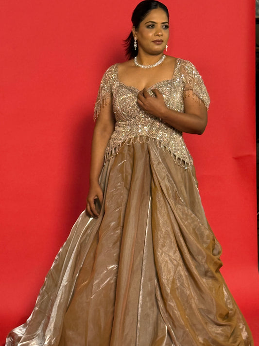 Golden Embellished Evening Gown