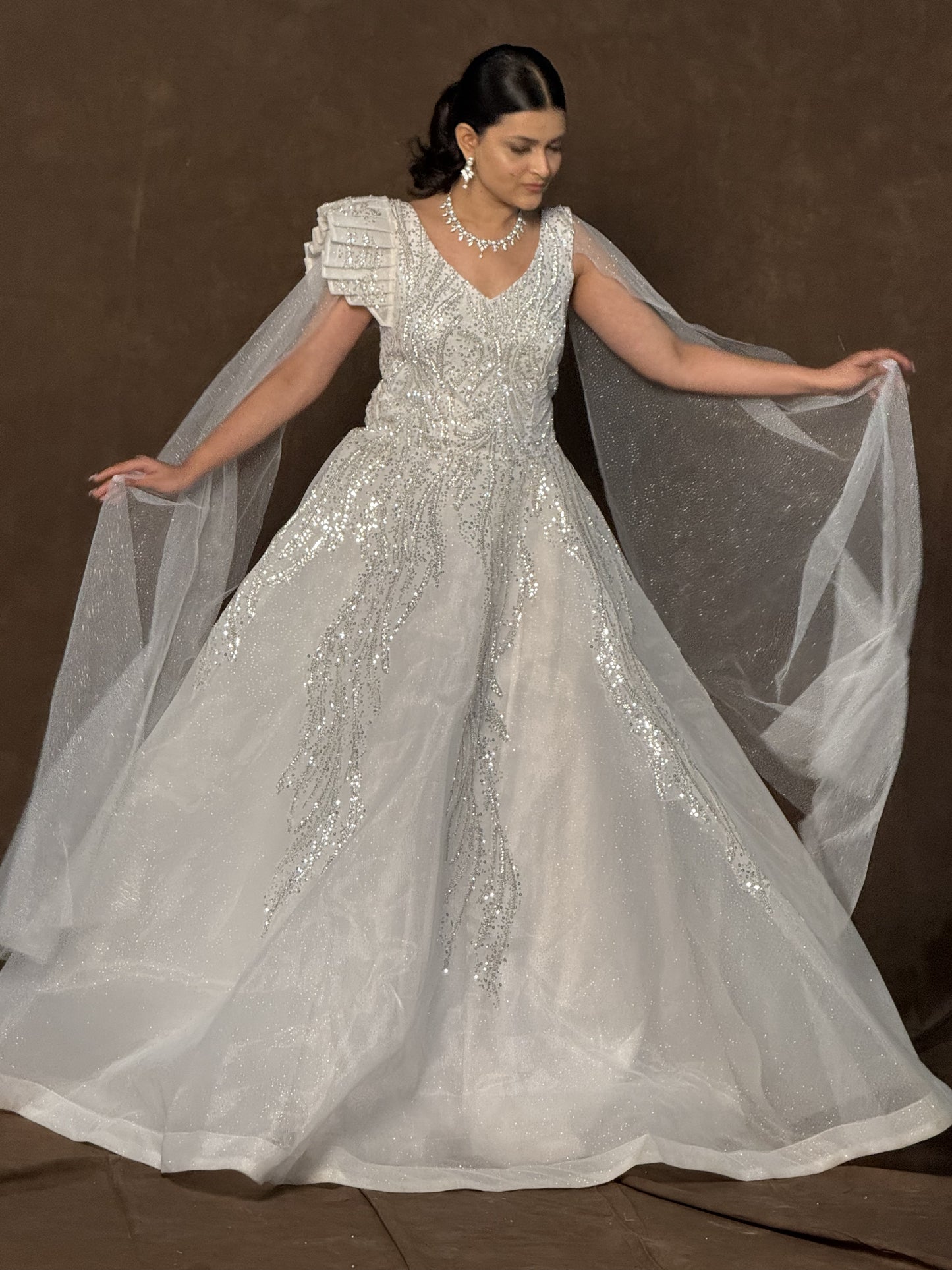 Silver Sequin Bridal Gown