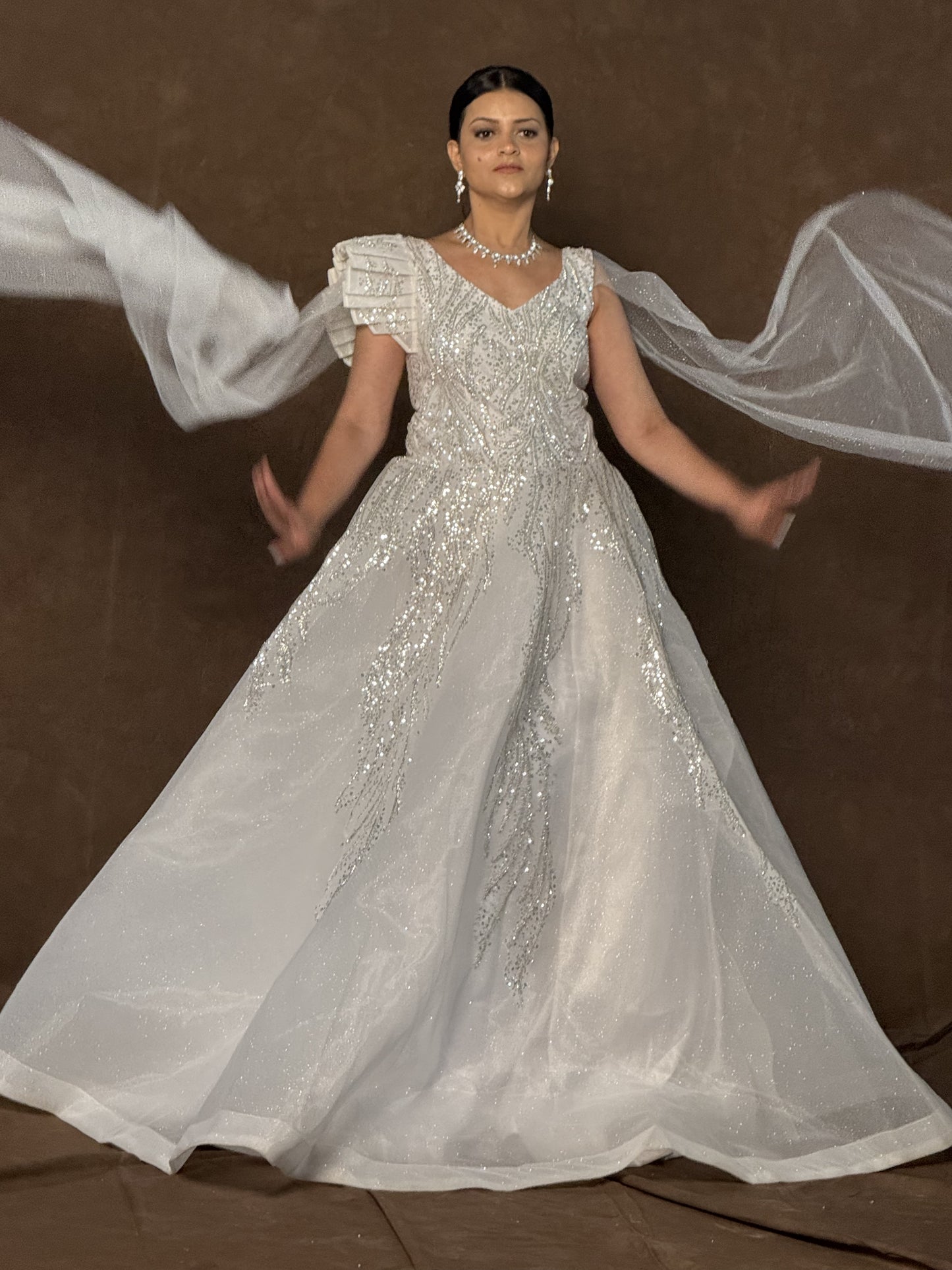 Silver Sequin Bridal Gown