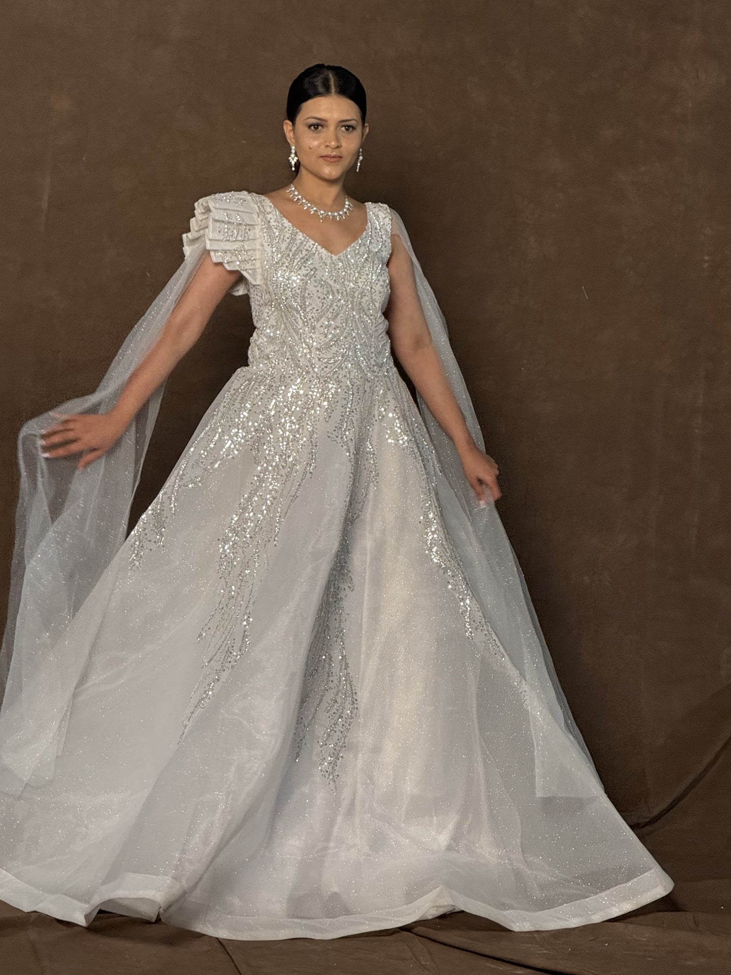 Silver Sequin Bridal Gown