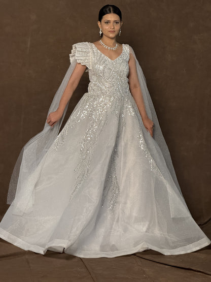 Silver Sequin Bridal Gown